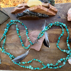 Peyote Bird Designs 20" Turquoise Sterling Silver Clasp Beaded Necklace